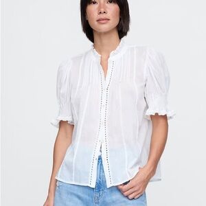 GAP Pintuck Ruffle Shirt with Puff Sleeves (Similar to Doen Henri Top)